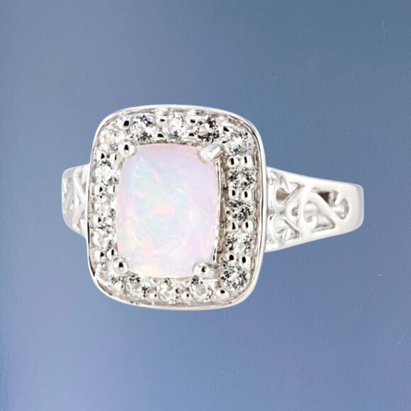 *VINTAGE* 2.06 ctw Ethiopian Opal Sterling Silver Ring - Picture 3 of 4